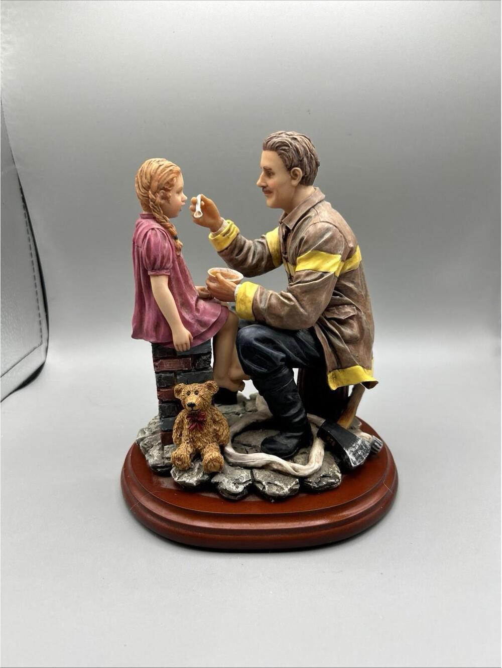 Vanmark Red Hats of Courage Figurine Chicken Soup Firefighter Fireman & Girl